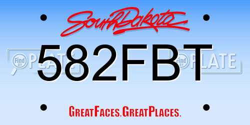 582FBT South Dakota License Plate