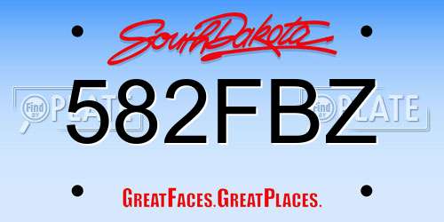 582FBZ South Dakota License Plate