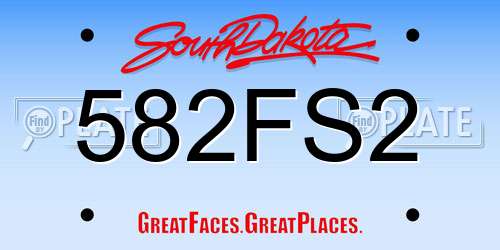582FS2 South Dakota License Plate