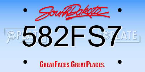 582FS7 South Dakota License Plate