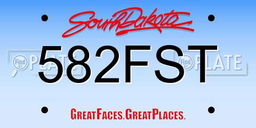 582FST South Dakota License Plate