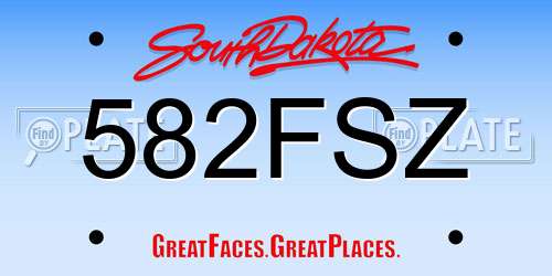 582FSZ South Dakota License Plate