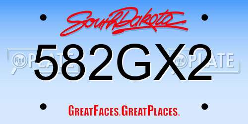 582GX2 South Dakota License Plate