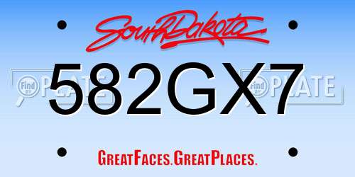 582GX7 South Dakota License Plate