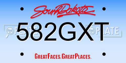 582GXT South Dakota License Plate