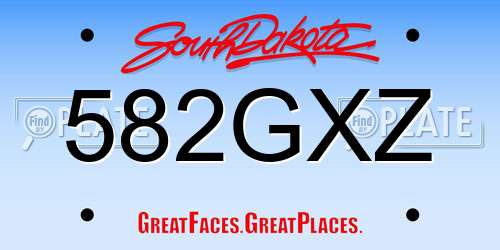 582GXZ South Dakota License Plate