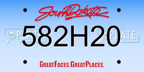 582H20 South Dakota License Plate