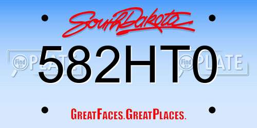 582HT0 South Dakota License Plate