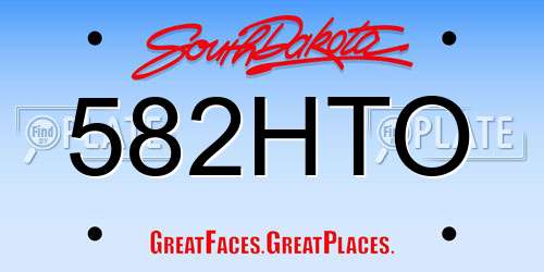 582HTO South Dakota License Plate