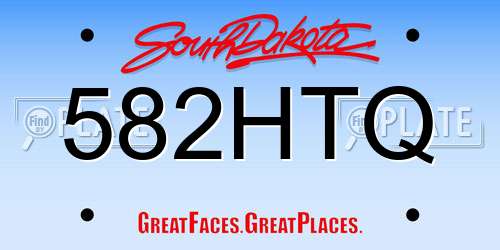 582HTQ South Dakota License Plate
