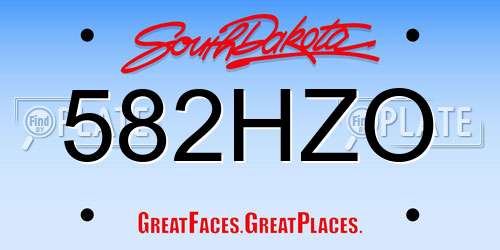 582HZO South Dakota License Plate