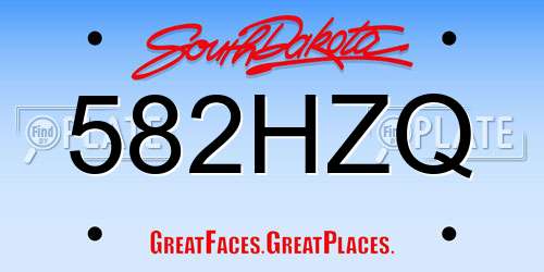 582HZQ South Dakota License Plate