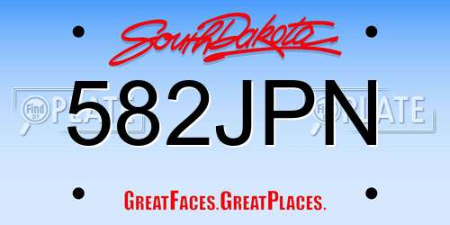 582JPN South Dakota License Plate