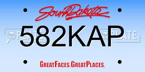 582KAP South Dakota License Plate