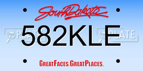 582KLE South Dakota License Plate