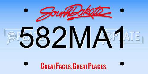 582MA1 South Dakota License Plate