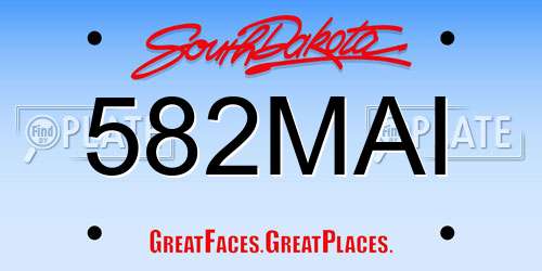 582MAI South Dakota License Plate