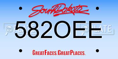 582OEE South Dakota License Plate