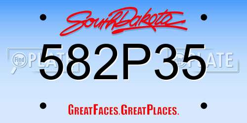 582P35 South Dakota License Plate