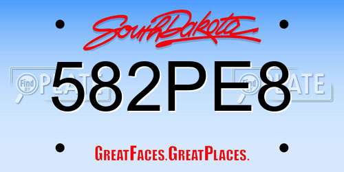 582PE8 South Dakota License Plate