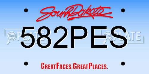 582PES South Dakota License Plate