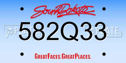 582Q33 South Dakota License Plate