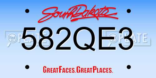 582QE3 South Dakota License Plate