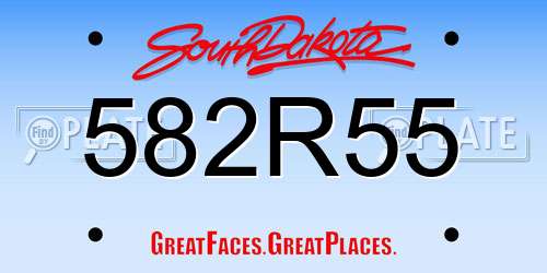 582R55 South Dakota License Plate