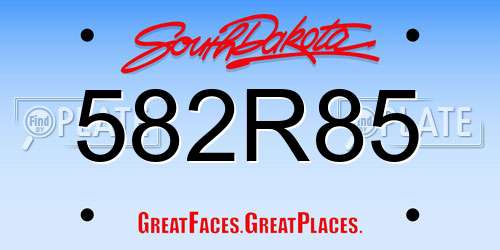 582R85 South Dakota License Plate