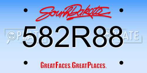 582R88 South Dakota License Plate