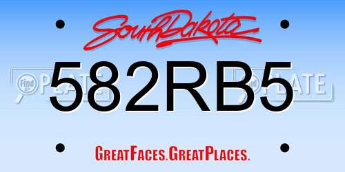 582RB5 South Dakota License Plate