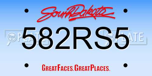 582RS5 South Dakota License Plate