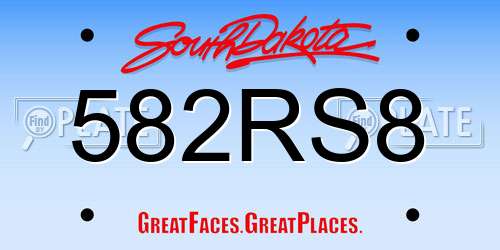 582RS8 South Dakota License Plate
