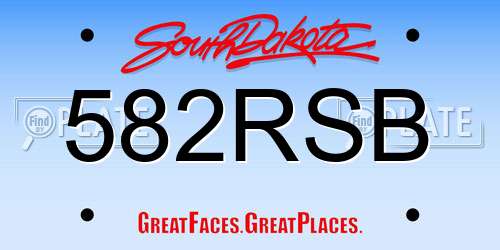 582RSB South Dakota License Plate