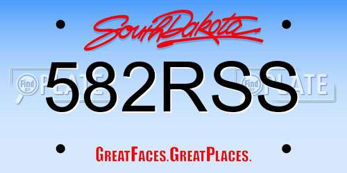 582RSS South Dakota License Plate