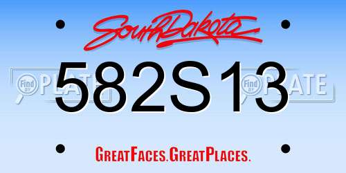 582S13 South Dakota License Plate