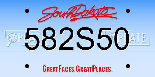 582S50 South Dakota License Plate
