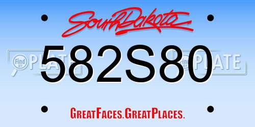 582S80 South Dakota License Plate