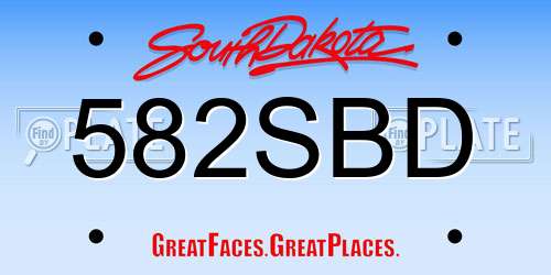 582SBD South Dakota License Plate