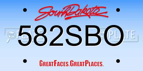 582SBO South Dakota License Plate