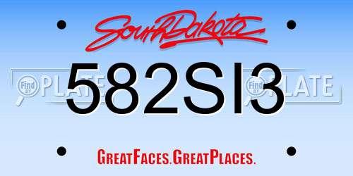 582SI3 South Dakota License Plate