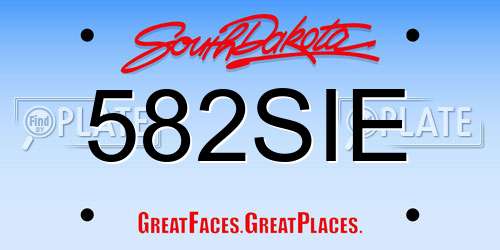 582SIE South Dakota License Plate