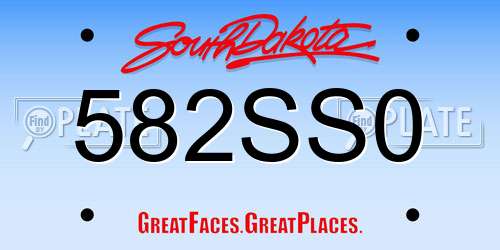 582SS0 South Dakota License Plate