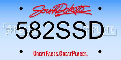 582SSD South Dakota License Plate