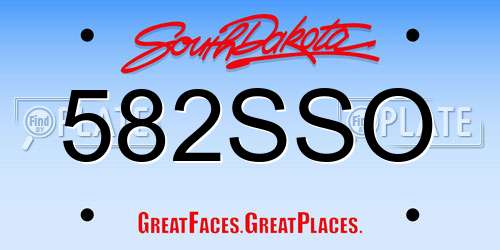 582SSO South Dakota License Plate