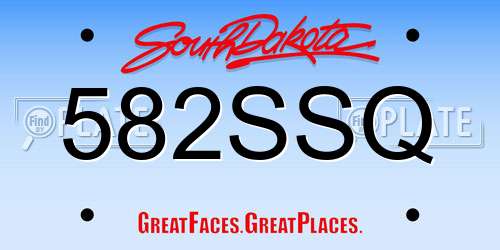 582SSQ South Dakota License Plate