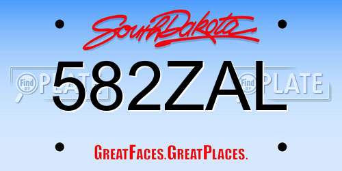 582ZAL South Dakota License Plate
