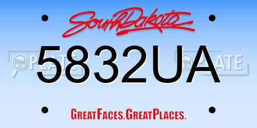 5832UA South Dakota License Plate