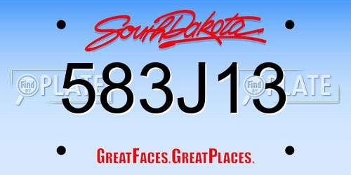 583J13 South Dakota License Plate
