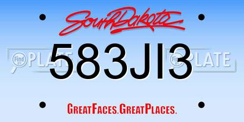 583JI3 South Dakota License Plate